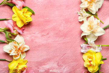 Beautiful flowers on color background