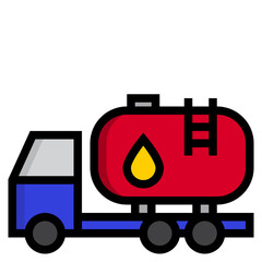 Oil truck color line style icon