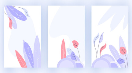 Flat leaves on white background. vector illustration