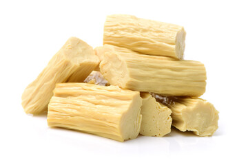 Chinese or korean Yuba (tofu bamboo) on white background