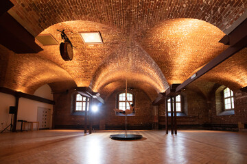 Pol dance dancers in a big room