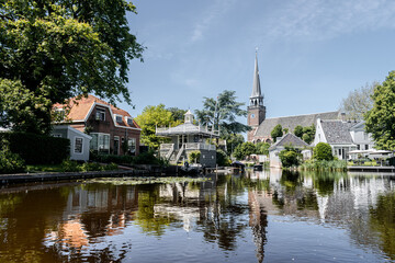 Dutch houses in the typical Dutch town Broek in Waterland, the Netherlands