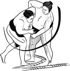 The vector sketch of the sumo wrestler