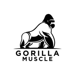 strong gorilla muscle logo design idea