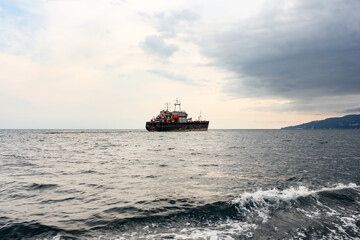 A vessel carrying out work at sea.