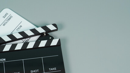 Black and white Clapperboard or clapper board or movie slate use in video production ,film, cinema...