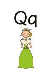 Q of queen English alphabet spelling