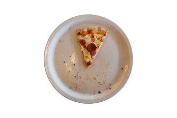 1 slice of pizza in a white plate