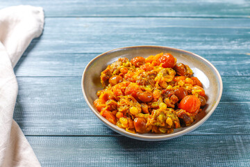 A traditional meal of Azerbaijan Qara for plov.