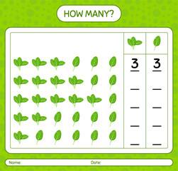 How many counting game with spinach. worksheet for preschool kids, kids activity sheet, printable worksheet