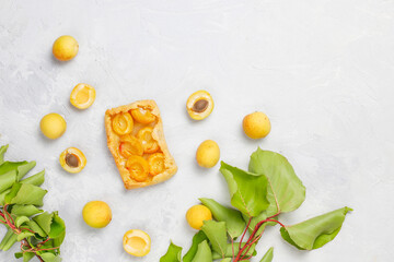 Delicious homemade galette with ripe apricots.