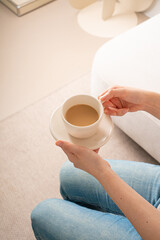 a cup of coffee in living room