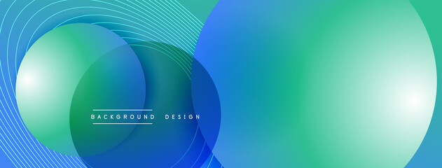 Gradient circles with shadows. Vector techno abstract background. Modern overlapping forms wallpaper background, design template