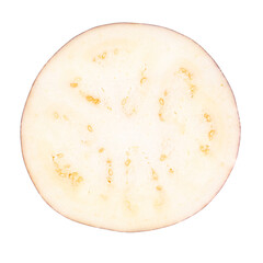 Sliced striped eggplant on isolated white.