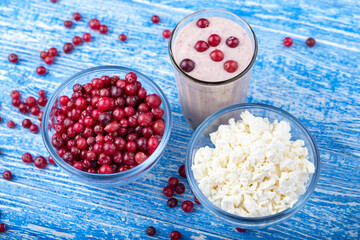 Cranberry smoothie in a glass.