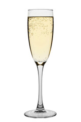 Glass of champagne. Isolated on white background. Alcoholic drink. The concept of celebrating a holiday or victories.