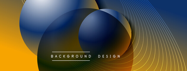 Gradient circles with shadows. Vector techno abstract background. Modern overlapping forms wallpaper background, design template