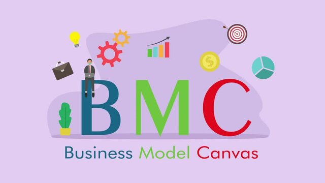 Two business people with Business Model Canvas text