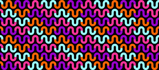 Neon Waves Vector Seamless Background

Neon colors on a black background Waves vector seamless design. Abstract pattern.