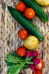overhead top view of vegetables on the table