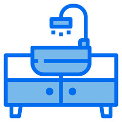 Sink blue line icon