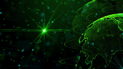 Digital green planet of Earth, 3D animation