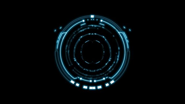 HUD technology elements background footage on black background. Futuristic Element User Interface Navigation with alpha channel.