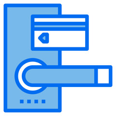 hotel_Key Card blue line icon