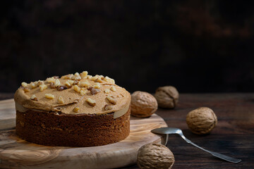 walnut coffee cake bakery dark background