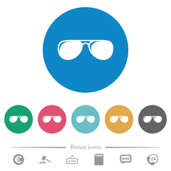 Aviator sunglasses with glosses flat round icons