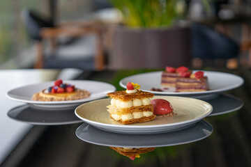 Mille Feuille dessert with Strawberriy and icecream