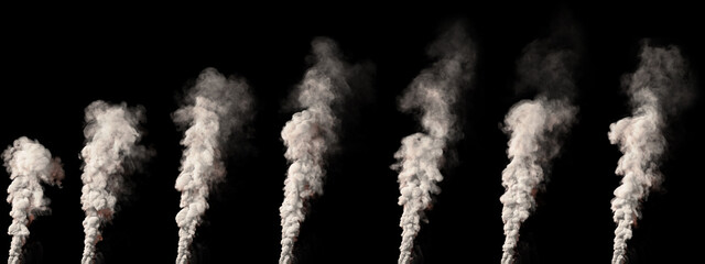big pillar of smoke on black isolated - design industrial 3D illustration - obrazy, fototapety, plakaty