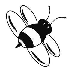Bee icon. Honey producer. Insect theme. White background. Element. Symbol. Contour graphic sketch. Idea for decors, logo, covers, holidays, gifts, art, patterns. Isolated vector.