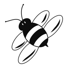 Bee icon. Honey producer. Insect theme. White background. Element. Symbol. Contour graphic sketch. Idea for decors, logo, covers, holidays, gifts, art, patterns. Isolated vector.