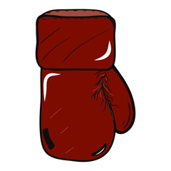 Glove icon. Boxing. White background. Graphic element. Sport. Colorful graphic sketch. Idea for decors, logo, covers, holidays, gifts, art. Isolated vector.