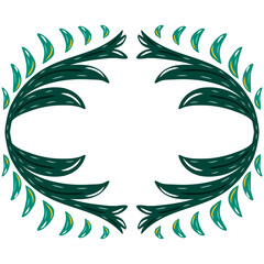 Spike frame. Plant leaves. Natural theme. Creative gift. Colorful graphic sketch. Idea for decors, logo, covers, holidays, gifts, art, picture or photo in frame. Isolated vector.