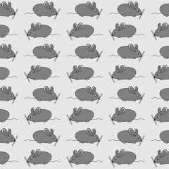 Mice pattern on grey. Animal. Pet. Nature theme. Little rodent. Changeable background. Colorful graphic. Idea for decors, gifts, templates, papers, covers, wallpapers. Isolated vector.