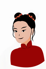 Chinese Girl with red clothes icon