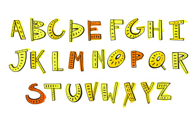 english alphabet. vector illustration . doodle. unusual font. hand drawing