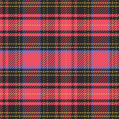 Plaid seamless patterns set. Fashion textile cloth, plaid fabric, vector illustration.