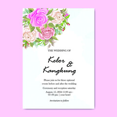 Wedding invitation frame with beautiful roses