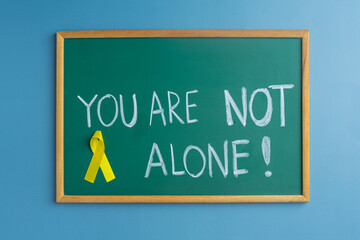 World Suicide prevention day ( 10 September), Yellow Ribbon for supporting people living and illness, Suicidal concept