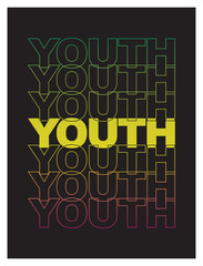 Multicolour Youth typographic artwork.