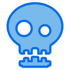 skull blue line icon
