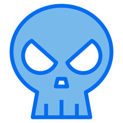 skull blue line icon