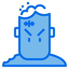 zombie blue line icon