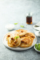 Homemade pancakes with almond and honey