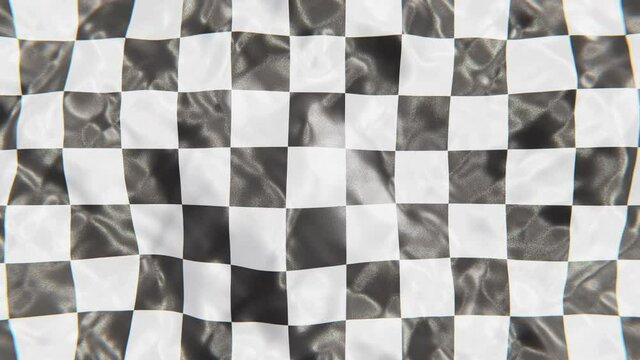 Realistic looping slow motion 3D animation of the waving checkered race flag rendered in UHD