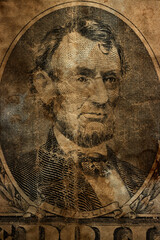 Vintage dollar background president Lincoln portrait - obrazy, fototapety, plakaty