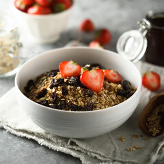 Healthy homemade granola with berries	